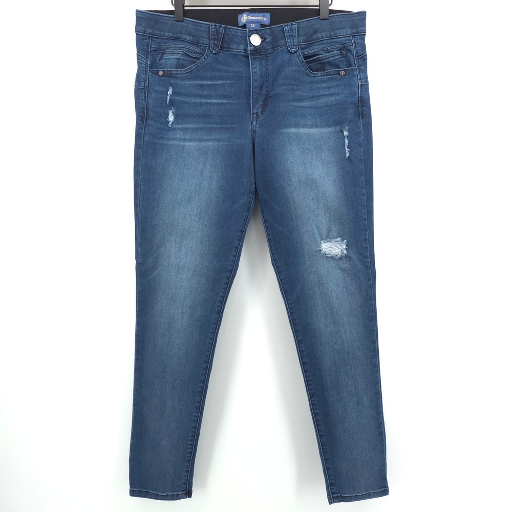 Democracy Womens Jeans Ab Solution Skinny‎ 16 Blue Distressed Denim B1105F9NJ